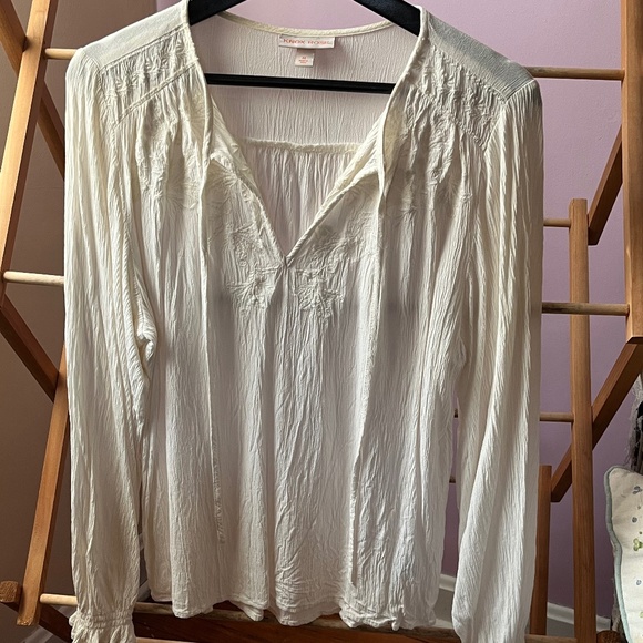 Knox Rose Tops - Knox Rose cream crinkle peasant blouse